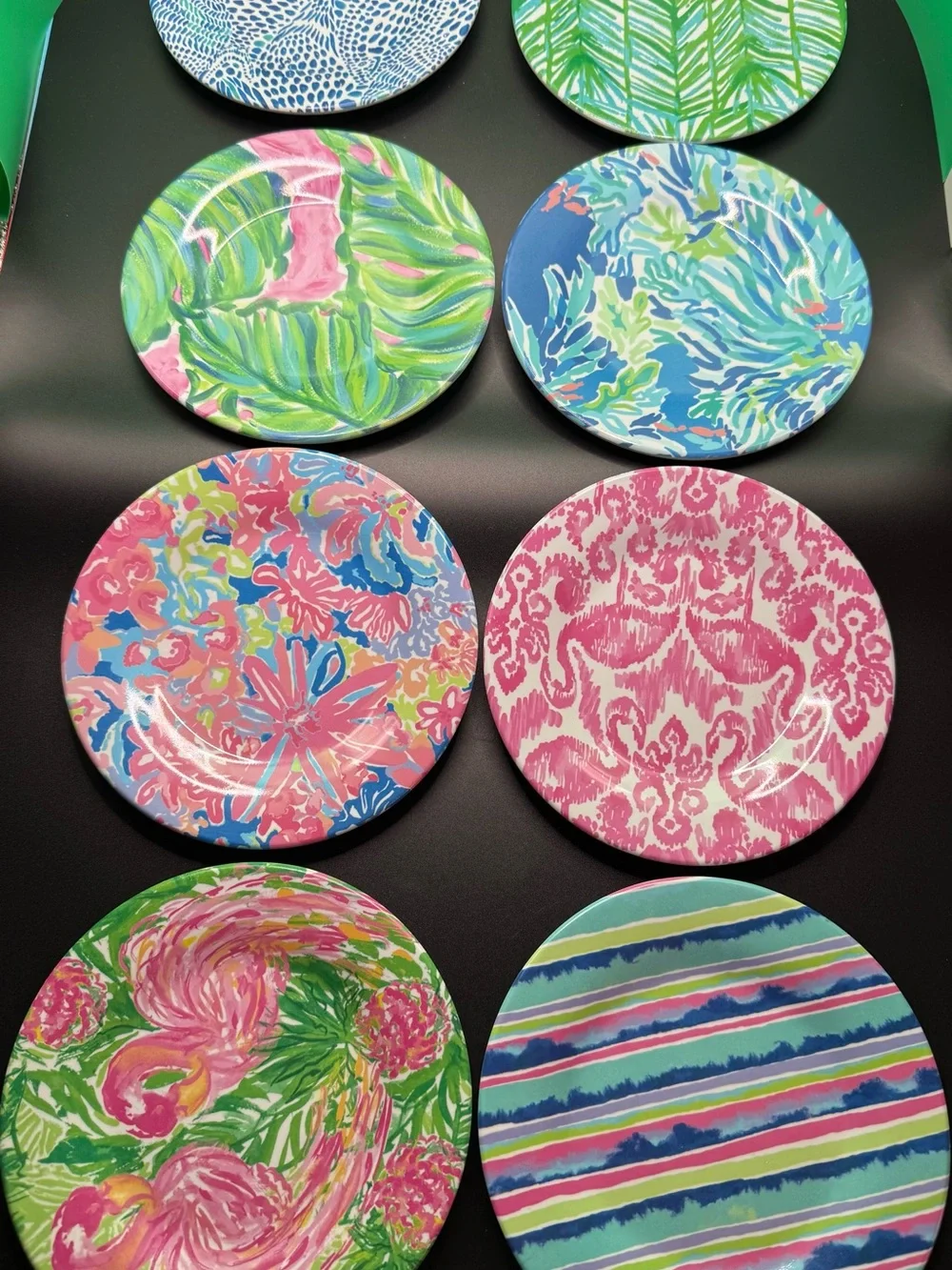 Lilly Pulitzer Colorful Floral Melamine Salad Plates 6 inch- set of 8 - Picture 4 of 4